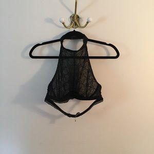 Black high neck lace bralette